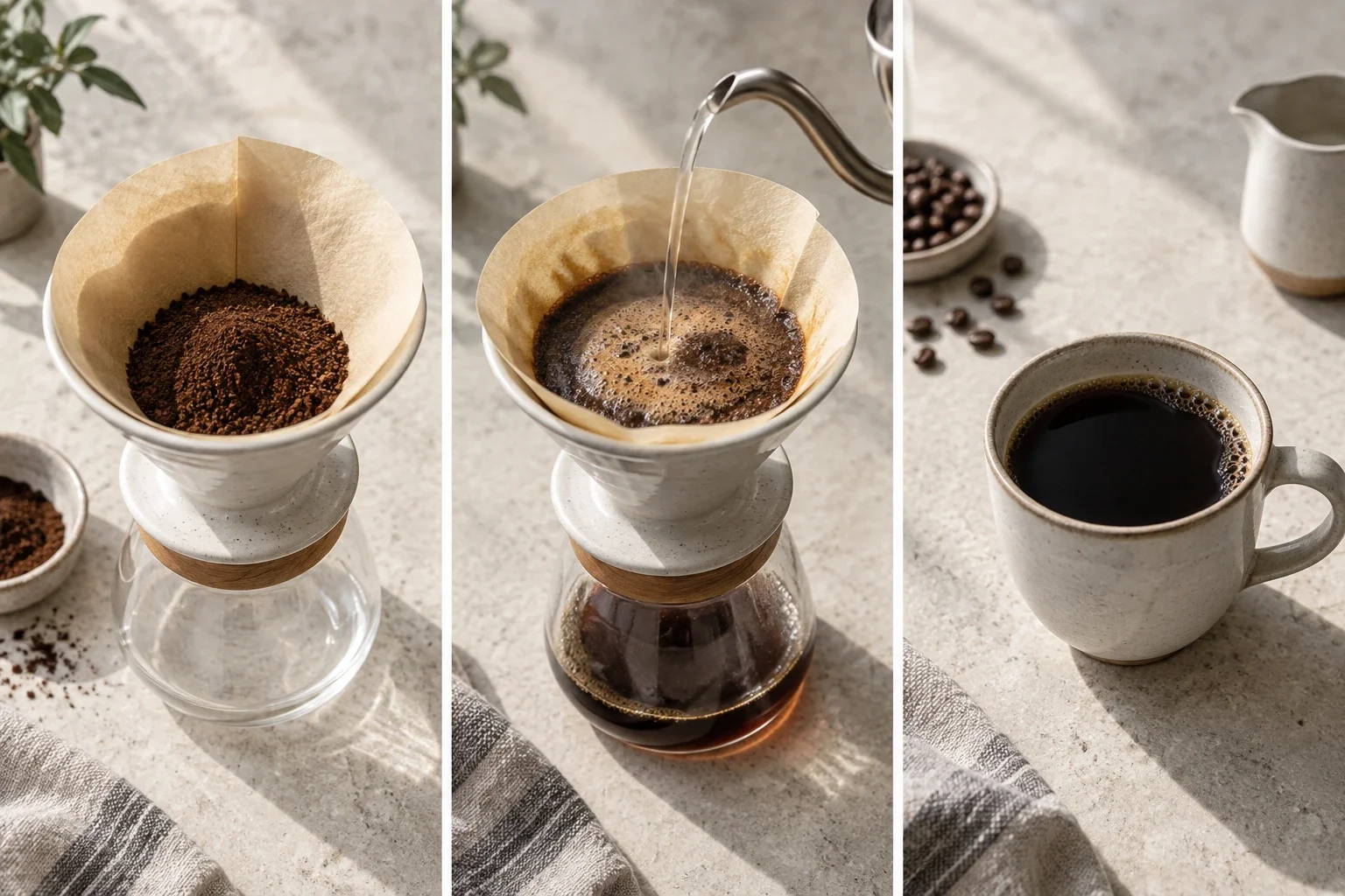 A process in three images — A pour-over sequence explores how a simple visual layout can communicate order without relying on paragraphs.