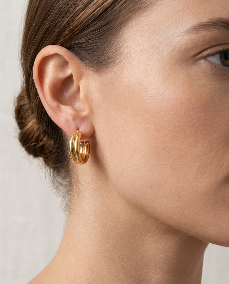On-model scale reference — Explain necklace length, earring drop, ring presence, or bracelet scale.