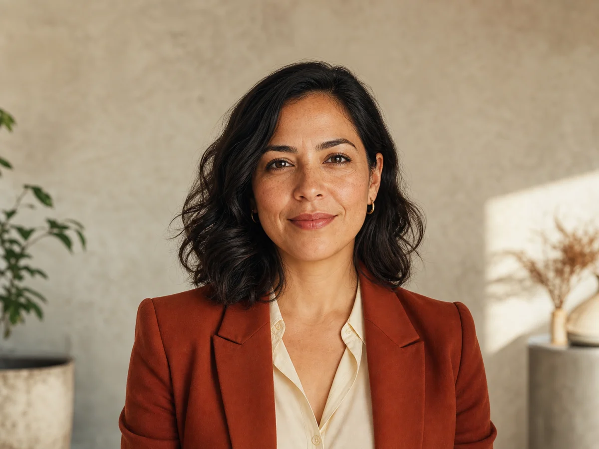 Independent creative profile — A warmer setting can feel personal while remaining suitable for portfolios, speaker pages, and client introductions.