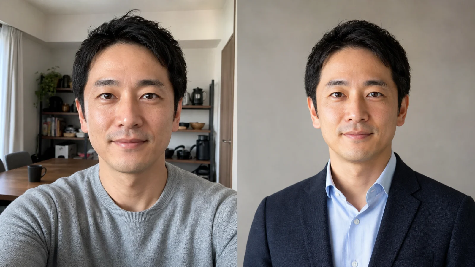 LinkedIn の顔写真 — カジュアルな自撮り写真を、履歴書、プロフィール、チーム ページ用の洗練されたビジネス顔写真に変えます。