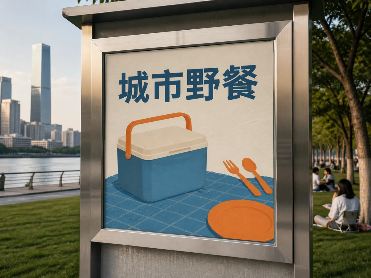 制作可核对的中文活动海报 — 生成“城市野餐”短标题版式后，逐字检查汉字、标点、层级、安全区、对比度和商品与标题的关系。