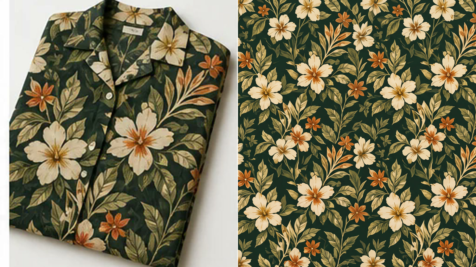 Verified source-to-tile comparison — Inspect the original garment beside the generated tile to catch color, motif, spacing, and repeat drift.