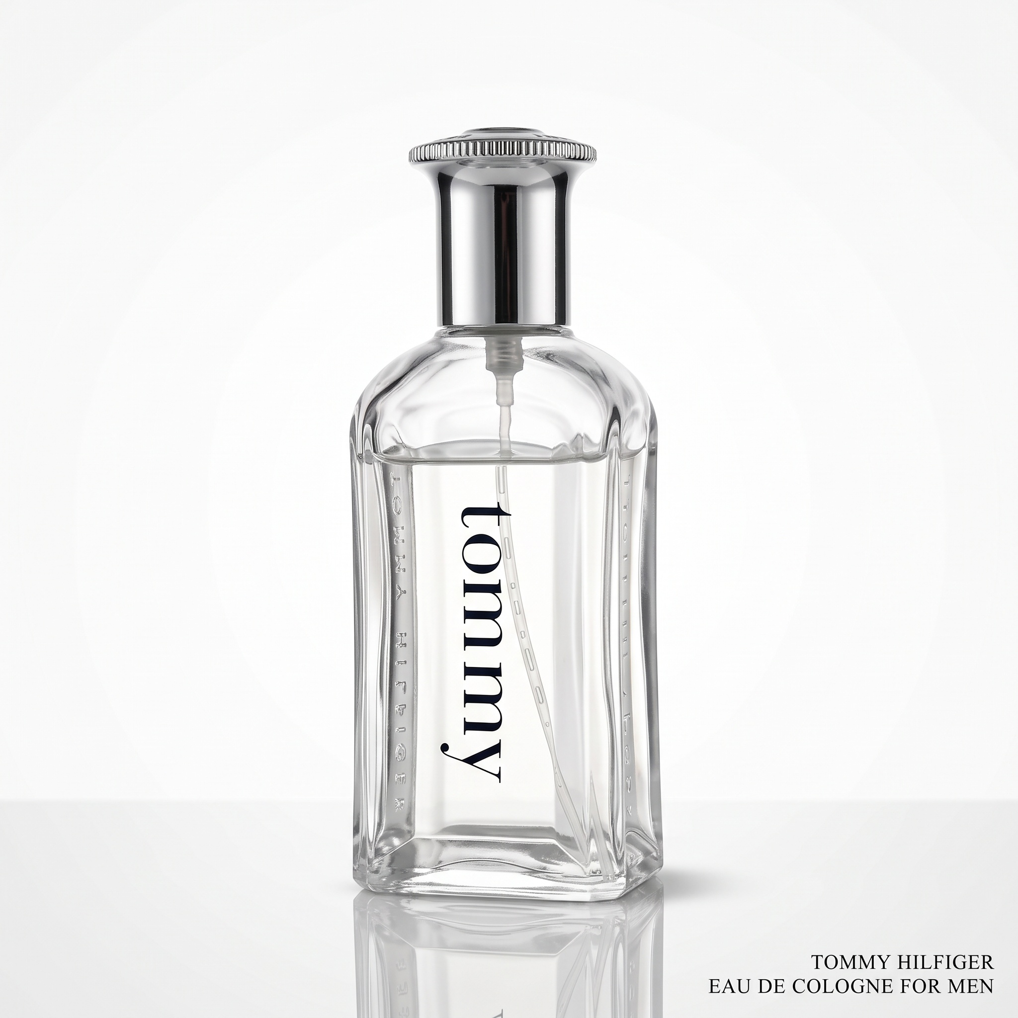 First edit: a bright white setting, a remaining mirror reflection and two new lines of promotional copy at the bottom right.