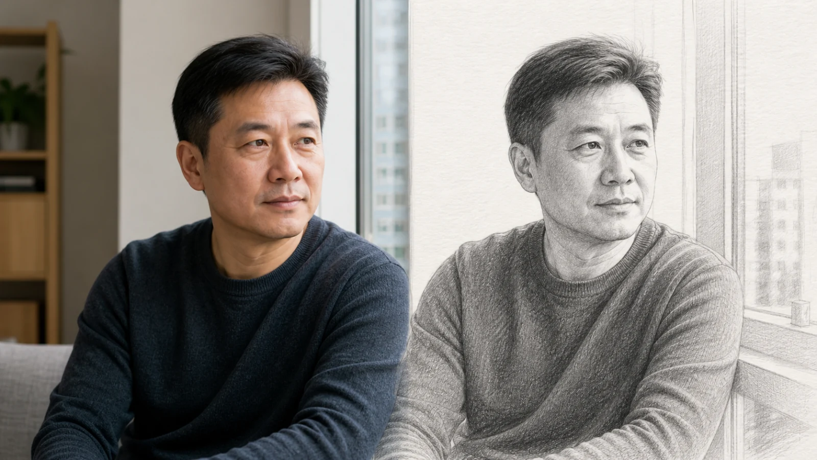 照片转素描 — 把1张人物、宠物、物件或场景照片转换成黑白石墨铅笔画。